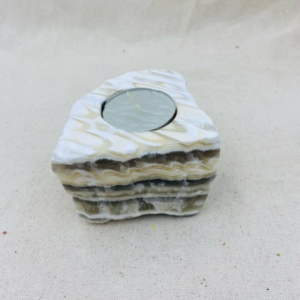 Zebra Calcite Tealight Candle Holder - East Meets West USA